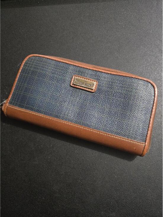 Handbags - Vintage Bruno Lorelli Navy and Cognac Zip-Around Wallet